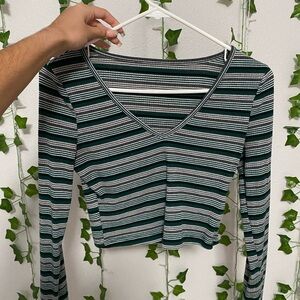 Striped Long Sleeve Crop Top